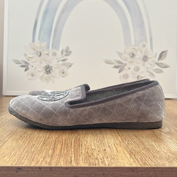 Tory Burch Velvet Slippers in Taupe - Picture 3 of 10